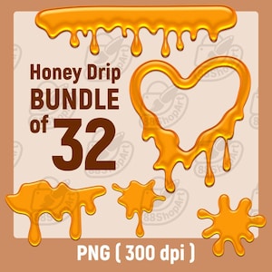 以下が含まれることがあります： 300dpiのPNG形式のハニードリップグラフィック32個セット。グラフィックには、滴、ハート、しぶきなど、さまざまな形が含まれています。グラフィックは、デザインに甘さを加えるのに最適です。