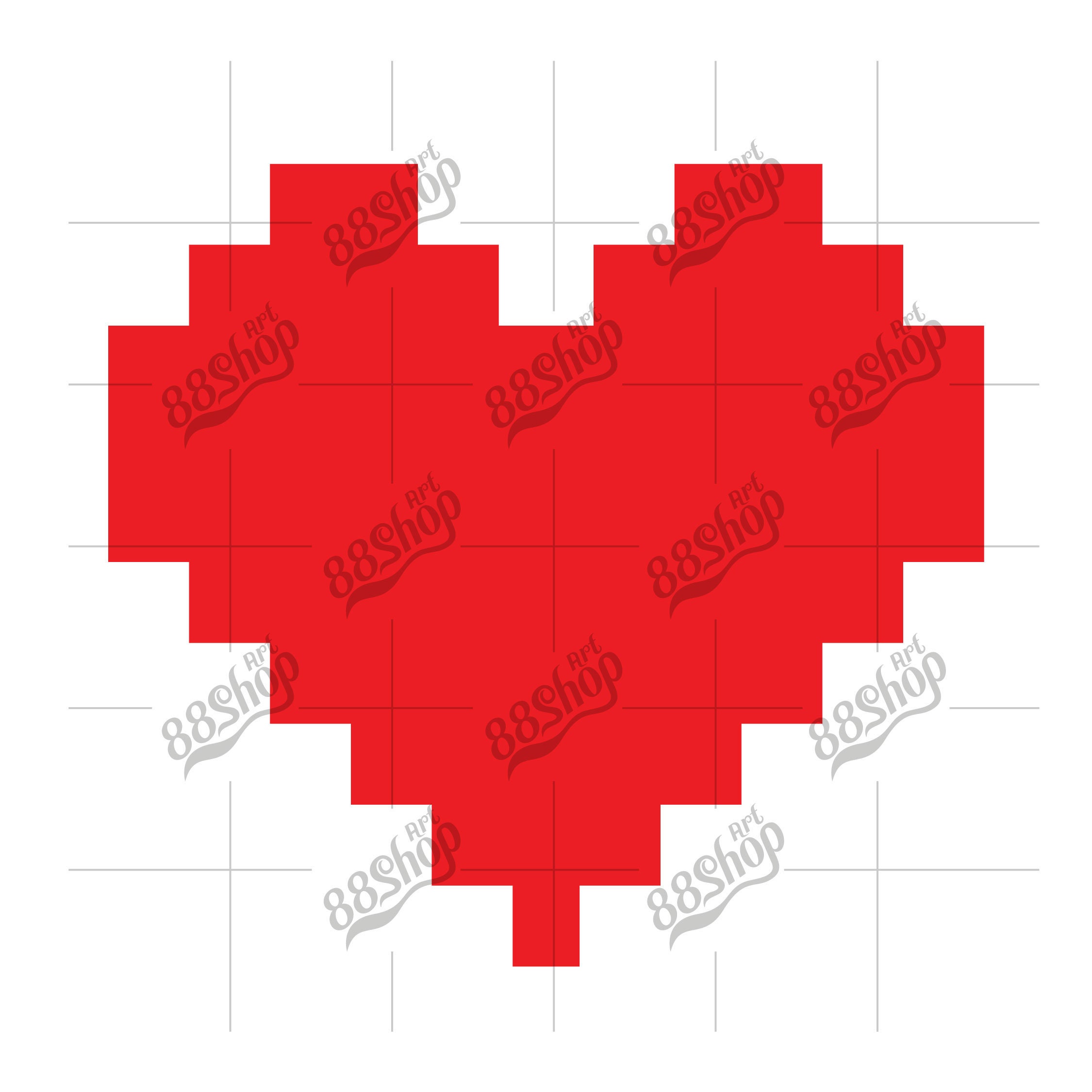 Heart pixel shape SVG Pixelated heart Heart outline SVG | Etsy