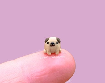 Polymer Clay Micro Pug- Miniature Desk Pet Buddy