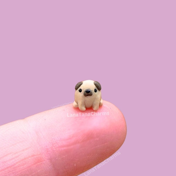 Polymer Clay Micro Pug- Miniature Desk Pet Buddy
