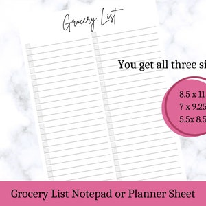 Grocery List, Planner Grocery List, Grocery List Printable