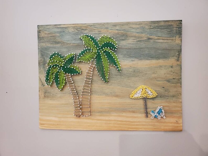 Palm Trees Beach String Art home Decor Wood String Art Etsy