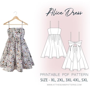Plus Size Sewing Pattern | Babydoll Dress | Digital PDF File, Instant Download | Size XL-5XL | A4, U.S Letter, A0 |
