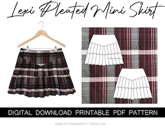 Sewing Pattern | Pleated Mini Skirt | Digital PDF File, Instant Download | Size XS-XL | A4, U.S Letter, A0 |