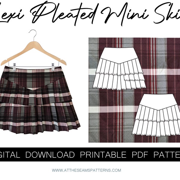 Sewing Pattern | Pleated Mini Skirt | Digital PDF File, Instant Download | Size XS-XL | A4, U.S Letter, A0 |