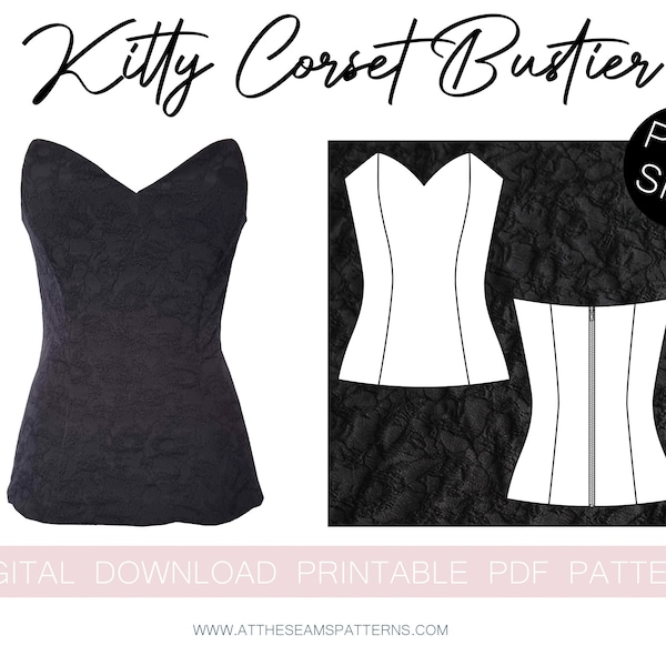 Sewing Pattern | Plus Size Sweetheart Corset Bustier | Digital PDF File, Instant Download | Size XL-5XL | A4, U.S Letter, A0 |