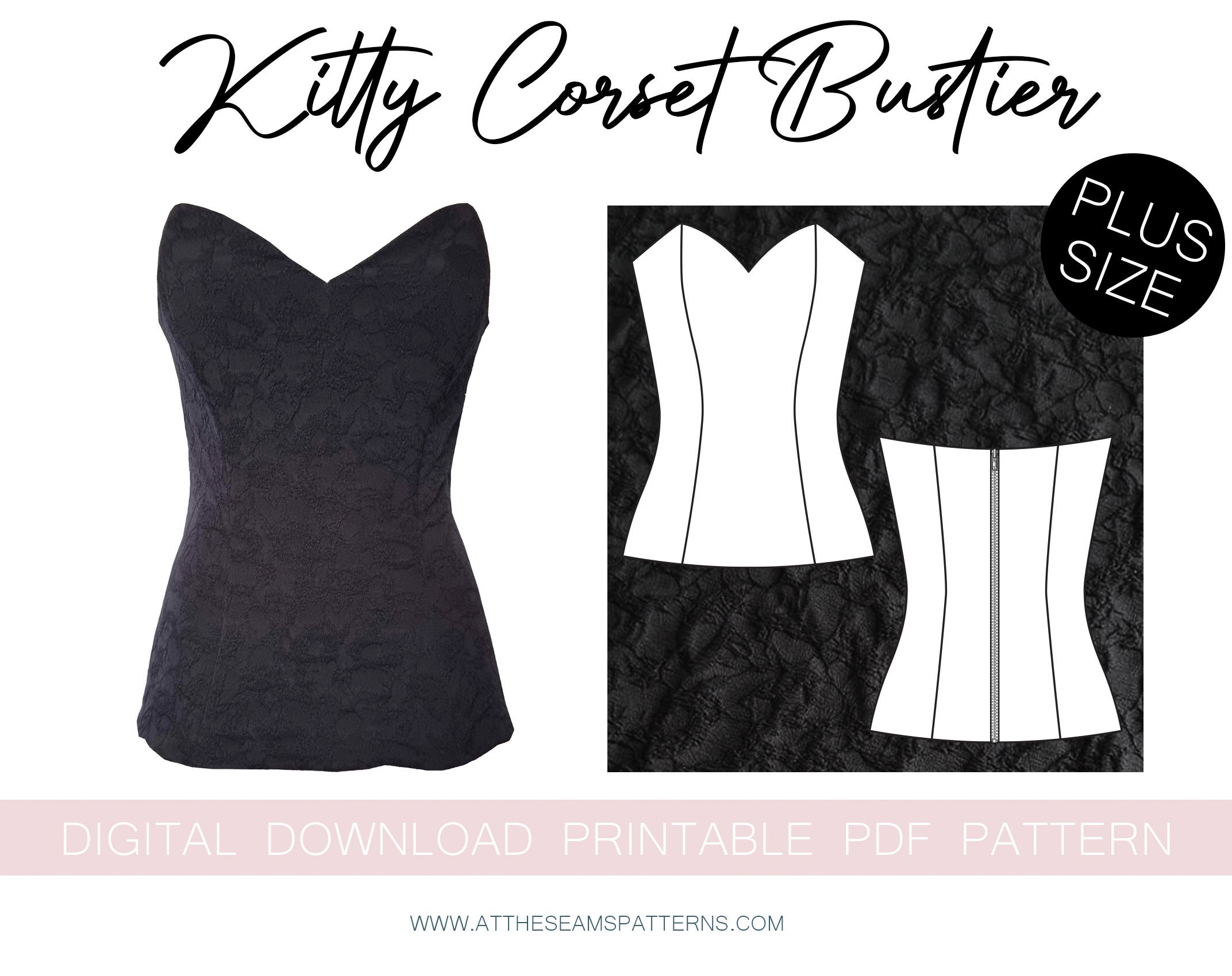 Sewing Pattern Plus Size Sweetheart Corset Bustier Digital PDF