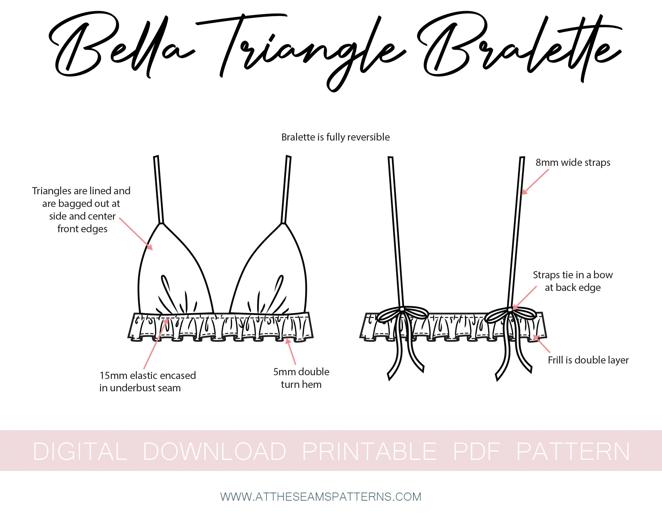 Plus Size Sewing Pattern | Triangle Bralette | Digital PDF File ...