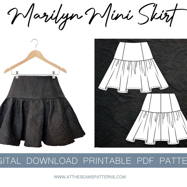 Sewing Pattern | Mini Skirt with Frill  | Digital PDF File, Instant Download | Size XS-XL | A4, U.S Letter, A0 |