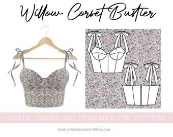 Sewing Pattern | Sweetheart Bustier Strapless Bodice | Digital PDF File, Instant Download | Size XS-XL | A4, U.S Letter, A0 |