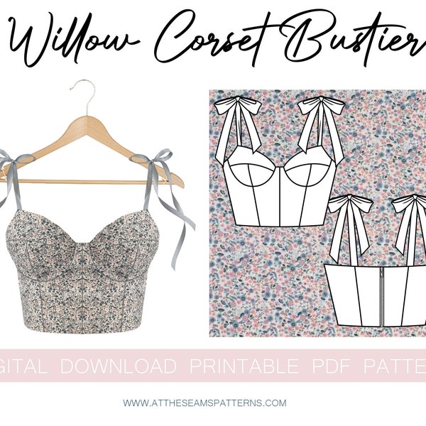 Sewing Pattern | Sweetheart Bustier Strapless Bodice | Digital PDF File, Instant Download | Size XS-XL | A4, U.S Letter, A0 |