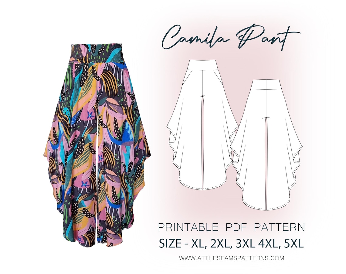Plus Size Sewing Pattern | Wide Leg Pant, High-waisted | Digital PDF ...