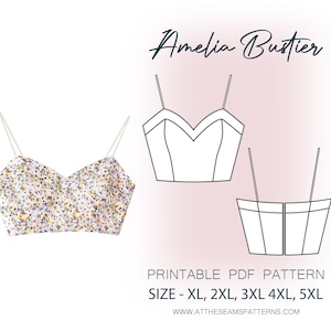 Plus Size Sewing Pattern | Sweetheart Paneled Bustier | Digital PDF File, Instant Download | Size XL-4XL | A4