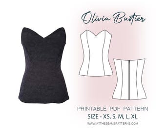 Sewing Pattern | Sweetheart Corset Bustier | Digital PDF File, Instant Download | Size XS-XL | A4, U.S Letter, A0 |