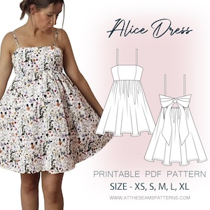 Sewing Pattern | Babydoll Dress | Digital PDF File, Instant Download | Size XS-XL | A4, U.S Letter, A0 |