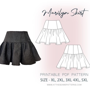 Plus Size Sewing Pattern | Mini Skirt with Frill  | Digital PDF File, Instant Download | Size XL-5XL | A4, U.S Letter, A0 |