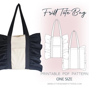 Sewing Pattern | Frill Tote Bag, Ladies Downloadable Printable PDF Sewing Pattern | One Size | A4, U.S Letter, A0 |