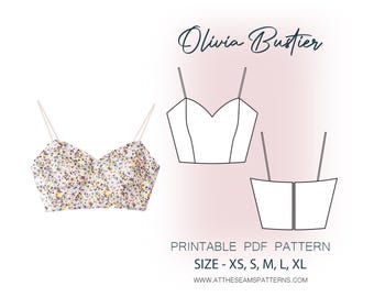 Sewing Pattern | Sweetheart Bustier Strapless Bodice | Digital PDF File, Instant Download | Size XS-XL | A4, U.S Letter, A0 |