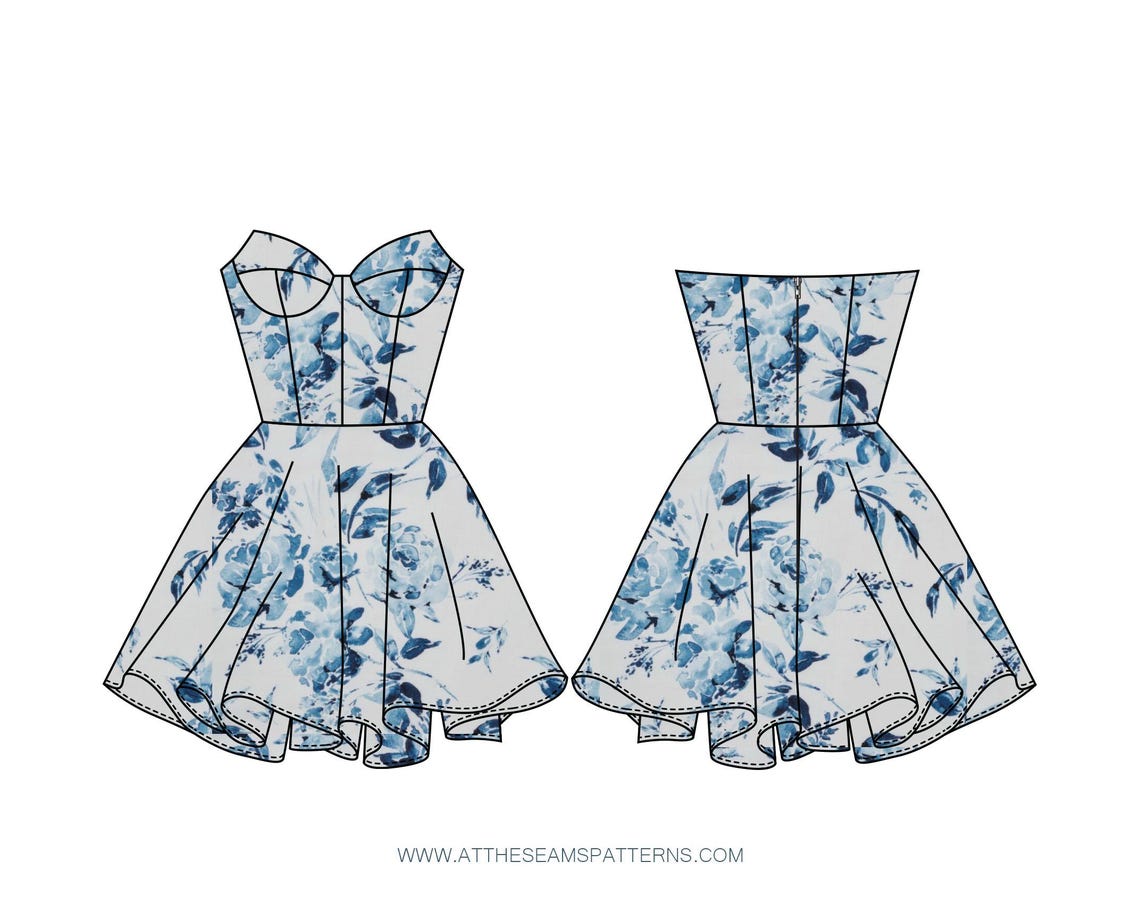 Plus Size Sewing Pattern | Willow Bustier Dress | Digital PDF File ...