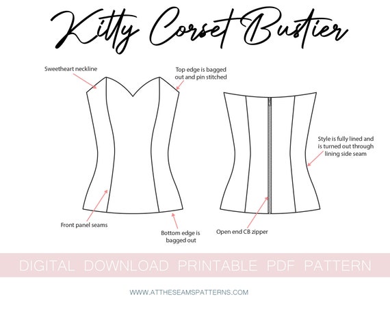 SEWING Bustier Korsett Schnittmuster, Korsett Schnittmuster, Damen Pdf  Schnittmuster, Instant Download, PDF Nähmuster, Instant Download -   Österreich