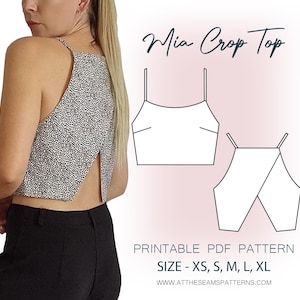 Patrón de costura / Top corto con espalda abierta / Archivo PDF digital, descarga instantánea / Talla XS-XL / A4, Carta EE. UU., A0 /