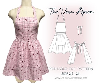 Sewing Pattern | The Vera Apron, Ladies Downloadable Printable PDF Sewing Pattern | Size S-XL | A4, U.S Letter, A0 |