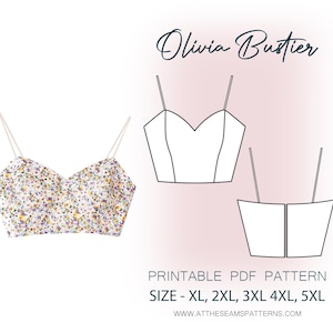 Plus Size Sewing Pattern | Sweetheart Bustier, Strapless Bodice | Digital PDF File, Instant Download | Size XL-5XL | A4, U.S Letter |