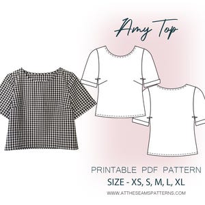 Padrão de costura | Camiseta básica de pijama | Arquivo PDF digital, download instantâneo | Tamanho XS-XL | A4, Carta EUA, A0 |