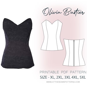 Plus Size Sewing Pattern | Sweetheart Corset Bustier | Digital PDF File, Instant Download | Size XL-5XL | A4, U.S Letter, A0 |