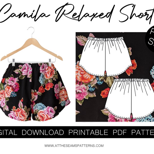 Sewing Pattern | Plus Size Relaxed Elastic Waist Boxer Short | Digital PDF File, Instant Download | Size XL-5XL | A4, U.S Letter, A0 |