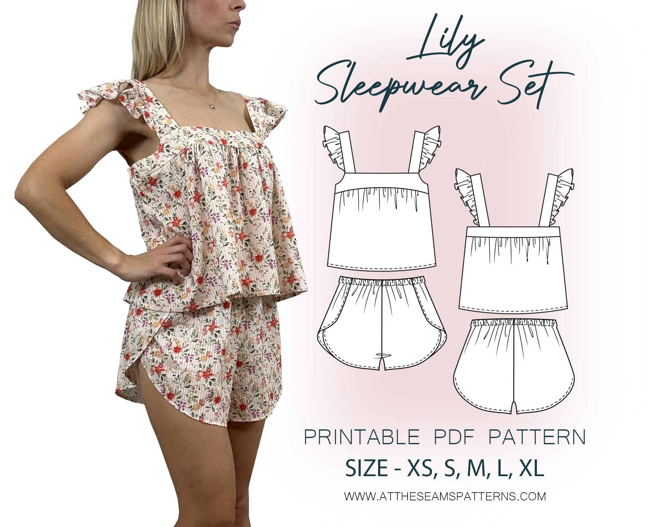 Sewing Pattern | Summer Sleepwear Pj Set | Digital PDF File, Instant ...