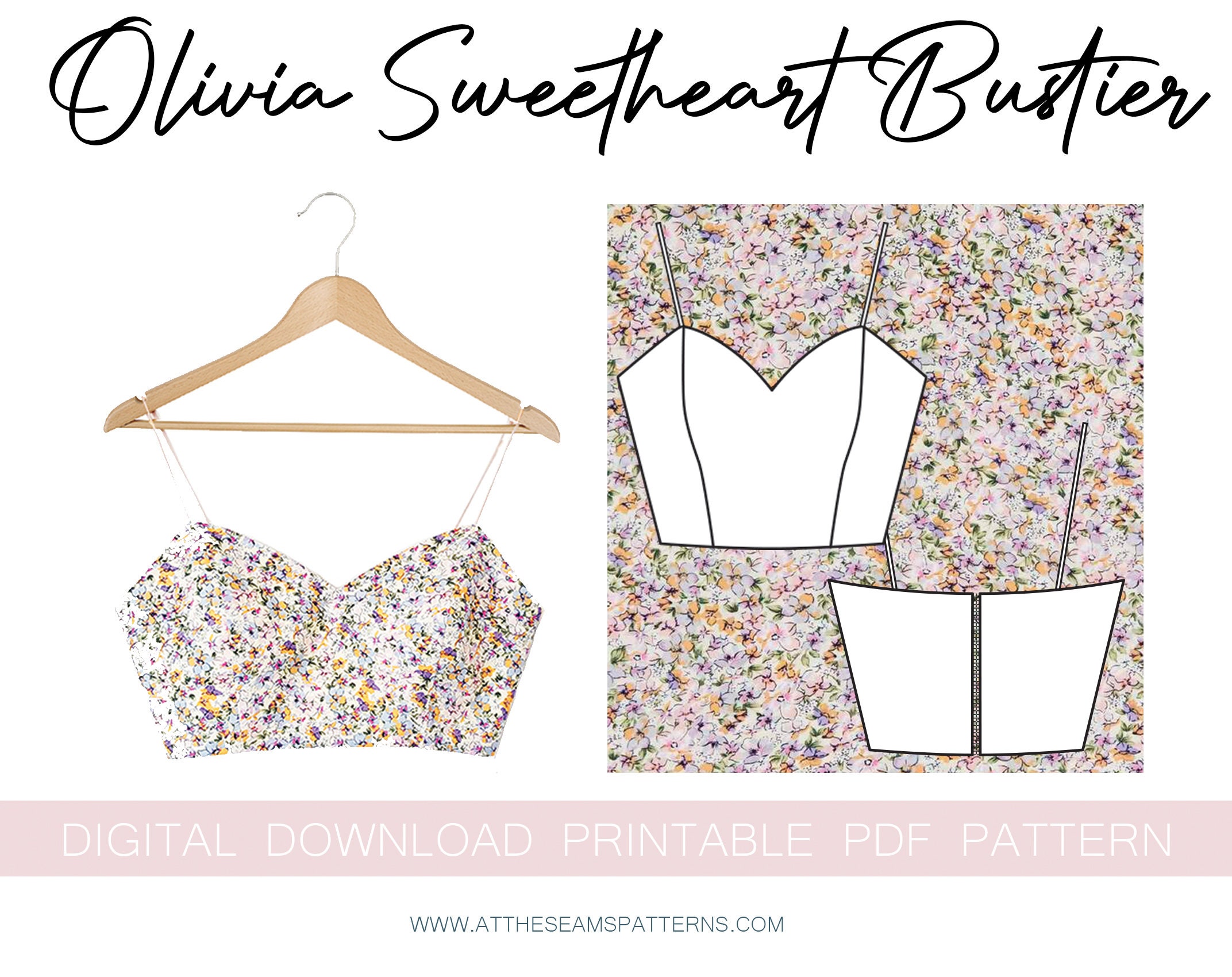 Crop Top PDF Sewing Pattern Flutter Straps Bustier Wom