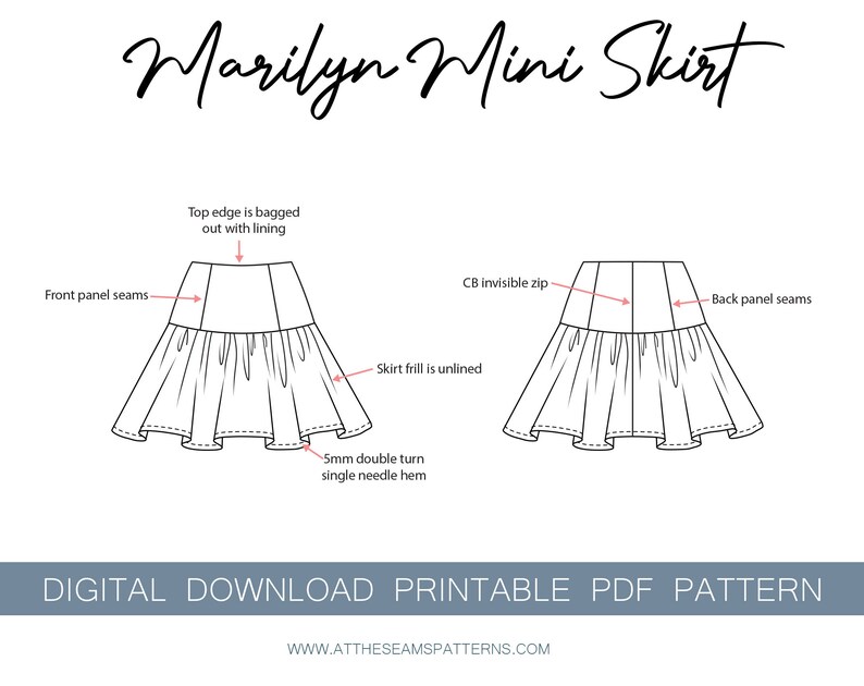 Sewing Pattern Mini Skirt With Frill Digital PDF File Etsy Australia