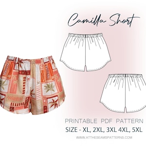 Plus Size Sewing Pattern | Relaxed Elastic Waist Boxer Short | Digital PDF File, Instant Download | Size XL-5XL | A4, U.S Letter, A0 |