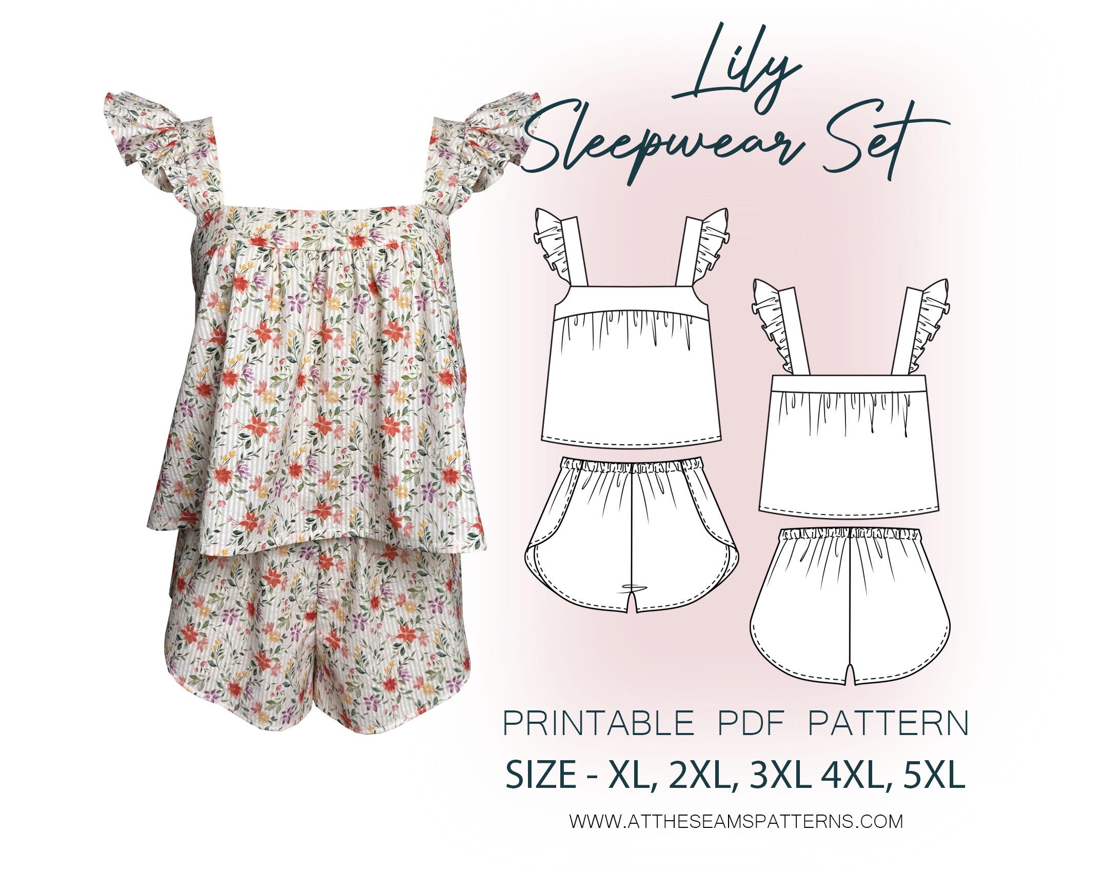 Plus Size Sewing Pattern | Summer Sleepwear Pj Set | Digital PDF File ...