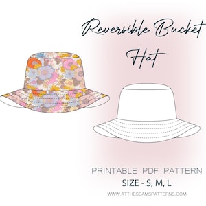 Patrón de costura / Sombrero de pescador reversible, patrón de costura PDF descargable e imprimible para damas / Tallas S-M-L / A4, Carta EE. UU., A0 /