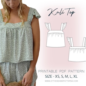 Patrón de costura / Pijama de verano / Archivo PDF digital, descarga instantánea / Tallas XS-XL / A4, Carta EE. UU., A0 /