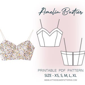 Padrão de costura | Bustier com painéis em forma de coração | Arquivo PDF digital, download instantâneo | Tamanho XS-XL | A4, Carta EUA, A0 |