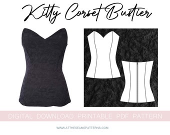 Patron de couture | Bustier corset en coeur | Fichier PDF numérique, téléchargement immédiat | Taille XS-XL | A4, Lettre US, A0 |