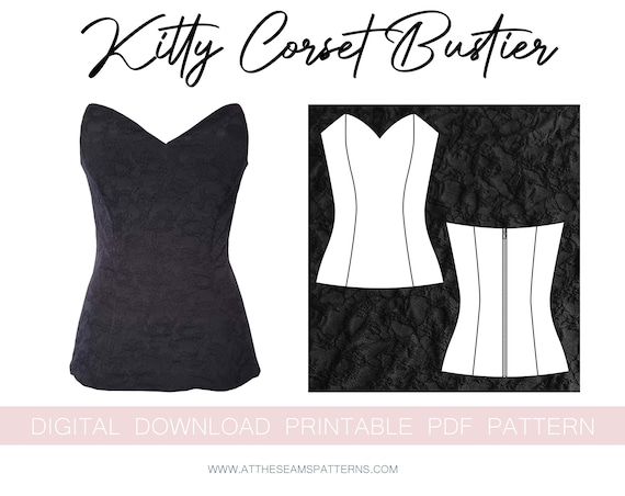 Sewing Pattern Sweetheart Corset Bustier Digital PDF File, Instant