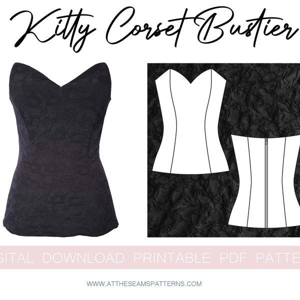 Sewing Pattern | Sweetheart Corset Bustier | Digital PDF File, Instant Download | Size XS-XL | A4, U.S Letter, A0 |