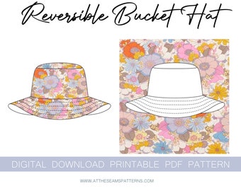 Sewing Pattern | Reversible Bucket Hat, Ladies Downloadable Printable PDF Sewing Pattern | One Size | A4, U.S Letter, A0 |