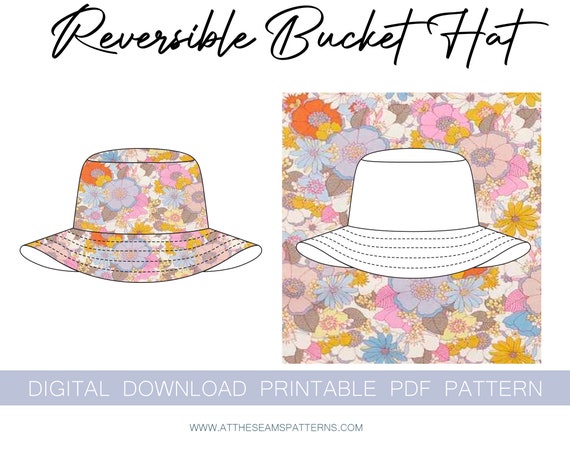 Sewing Pattern Reversible Bucket Hat, Ladies Downloadable Printable PDF Sewing  Pattern One Size A4, U.S Letter, A0 