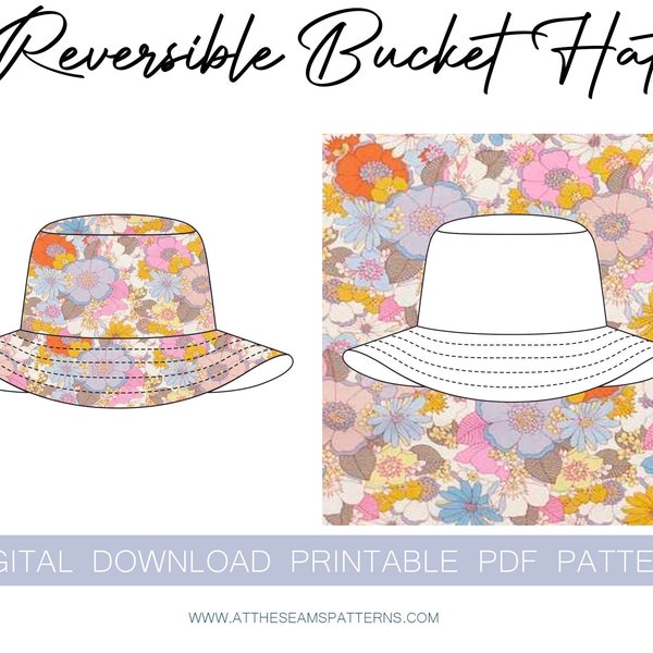 Sewing Pattern | Reversible Bucket Hat, Ladies Downloadable Printable PDF Sewing Pattern | One Size | A4, U.S Letter, A0 |