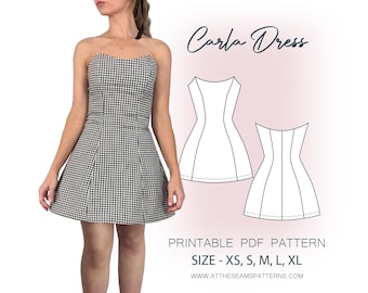 Strapless Slip Dress PDF Sewing Pattern | Sizes 4-16 (EU 34-46) | Two  Length Options | Instant Download - Etsy
