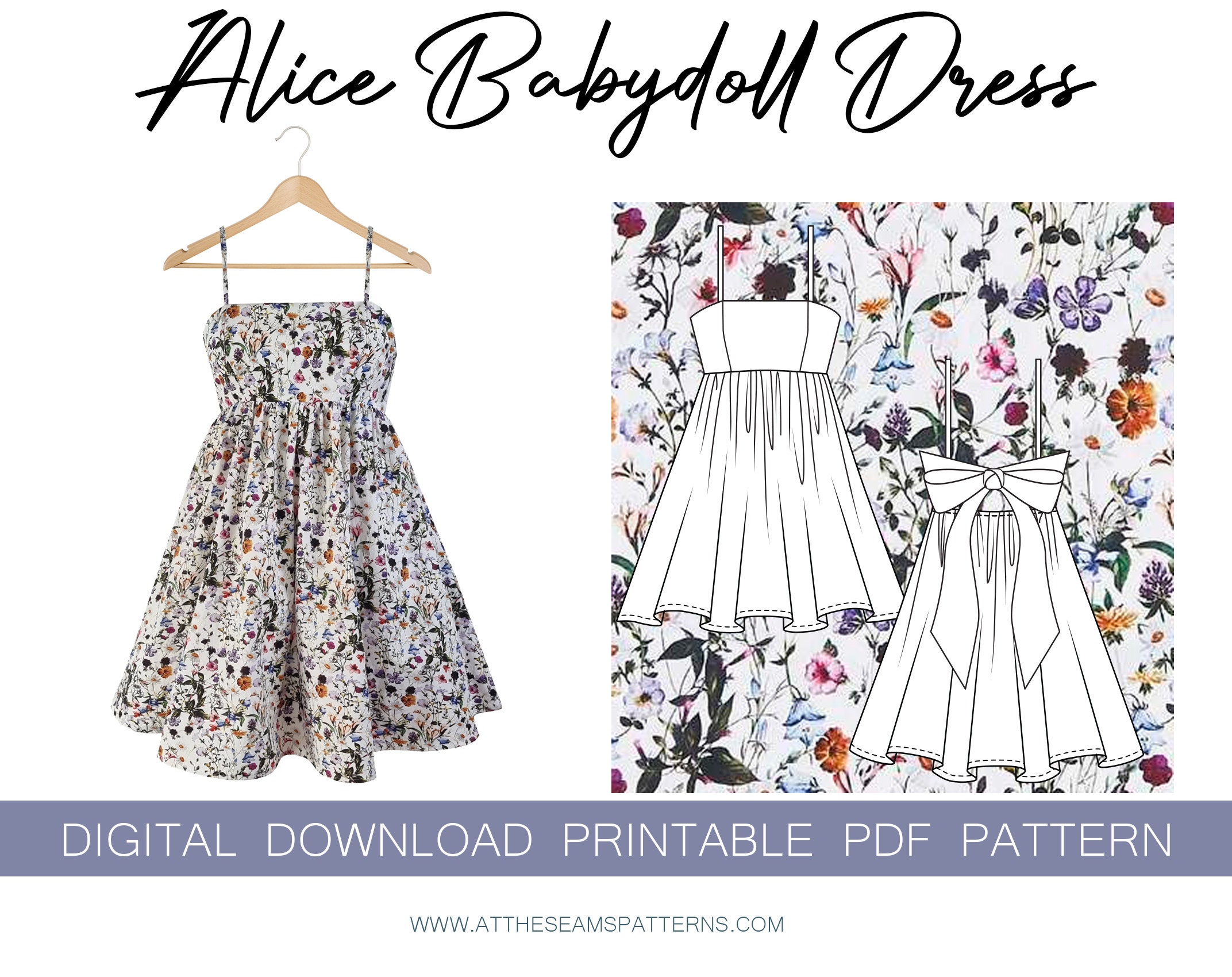 Sewing Pattern Babydoll Dress Digital PDF File, Instant Download Size XS-XL  A4, U.S Letter, A0 -  Ireland