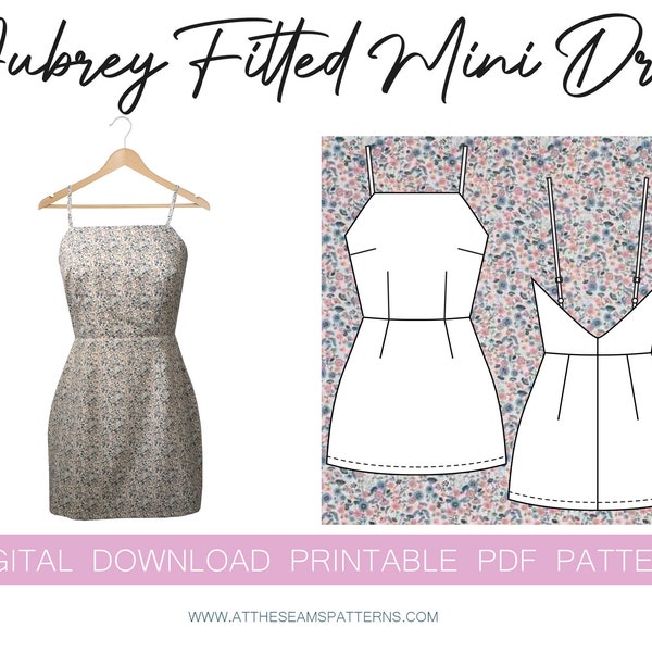 Sewing Pattern | Aubury Basic Fitted Mini Dress, Low Back | Digital PDF File, Instant Download | Size XS-XL | A4, U.S Letter, A0 |