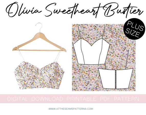 Sewing Pattern Plus Size Sweetheart Bustier, Strapless Bodice Digital PDF  File, Instant Download Size XL-5XL A4, U.S Letter 