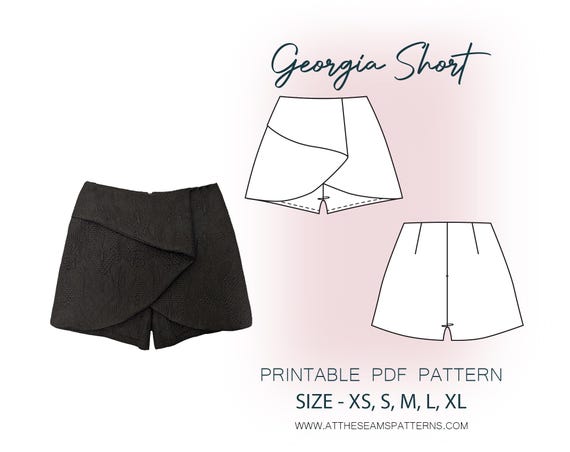 Sewing Pattern | Faux Wrap Fitted Shorts, Skort | Digital PDF File