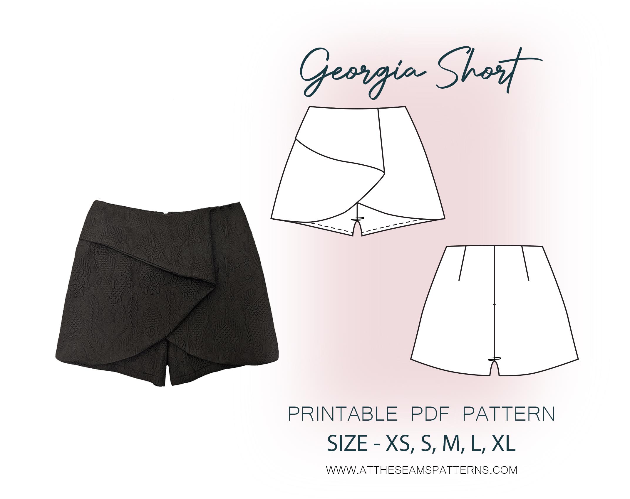 Sewing Pattern | Faux Wrap Fitted Shorts, Skort | Digital PDF File